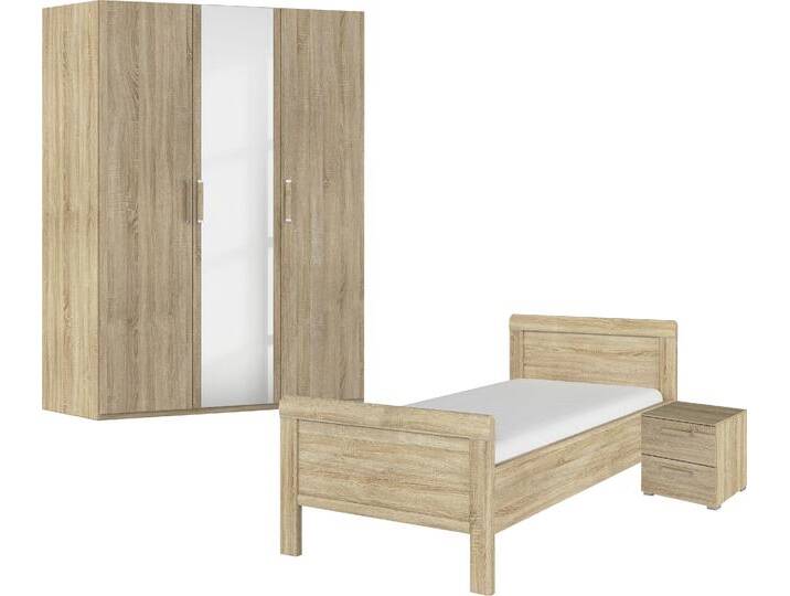 Schlafzimmer-Set RAUCH Komplettschlafzimmer Schlafzimmer EVELYN , braun (eiche sonoma), Bett 100x200cm + ohne Matratze, B/H: 100cm x 200cm, Bett 100x200cm, Holzwerkstoff, Schlafzimmermöbel-Sets, Schrank und Bett in 2 Breiten, Nachttisch 2 Schubladen MADE IN GERMANY von Rauch