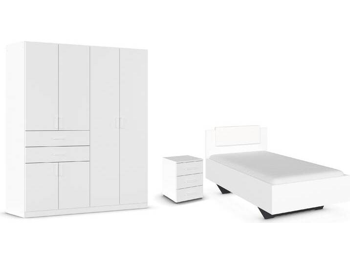 Schlafzimmer-Set RAUCH Komplettzimmer Komplettschlafzimmer Schlafzimmer-Set (3-St.) MAIKA , weiß (alpinweiß, lederoptik weiß), Schrank Breite 181cm, Höhe 197 + ohne Matratze, B/H: 100cm x 200cm, Schlafzimmermöbel-Sets, Schrank 3 Breiten, 2 Höhen, Bett 100 cm, Nachttisch MADE IN GERMANY von Rauch
