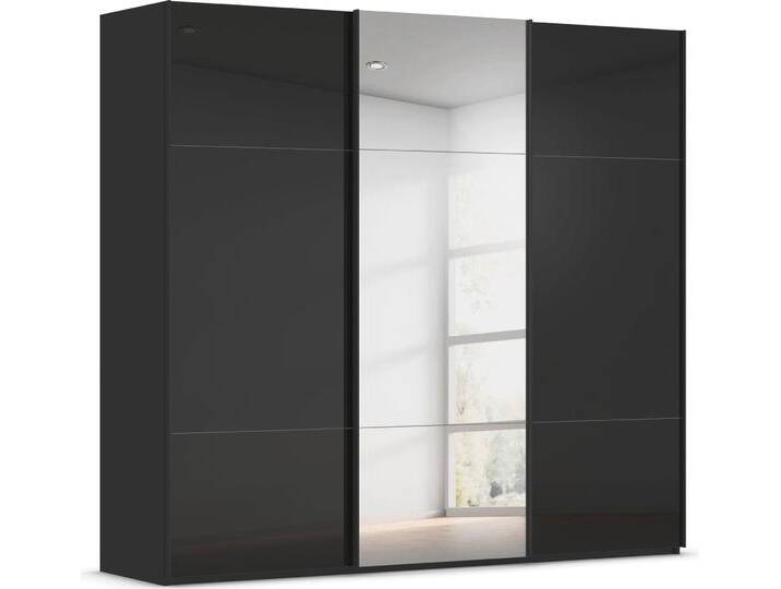 Schwebetürenschrank RAUCH Kleiderschrank Schrank Garderobe Schlafzimmerschrank CONTIDO , schwarz (schwarz, glas schwarz), B:242cm H:223cm T:68cm, Holzwerkstoff, Schränke, aus hochwertigem Material in 6 Breiten 2 Griff-Farben MADE IN GERMANY von Rauch