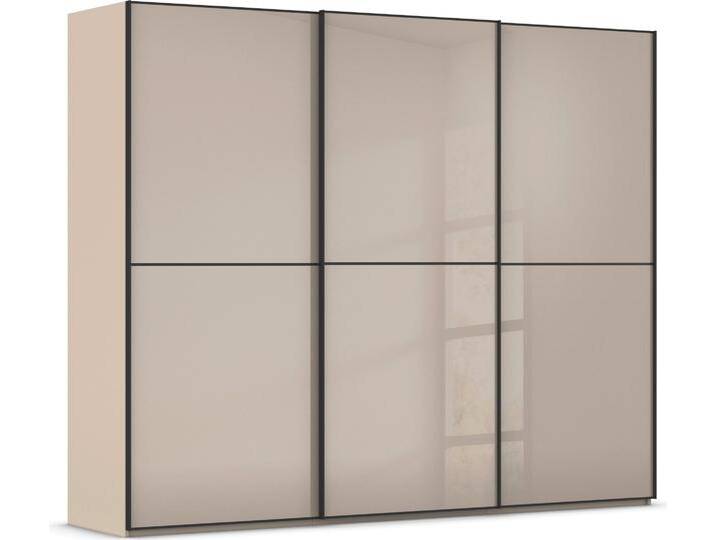 Schwebetürenschrank RAUCH Kleiderschrank Schrank Garderobe Schlafzimmerschrank SCALE-DUO , beige (fango, glas fango, griffleisten schwarz), B:271cm H:223cm T:68cm, Holzwerkstoff, Schränke, edle zweigeteilte Türen Glas-Front mit 3 Zierleisten MADE IN GERMANY von Rauch