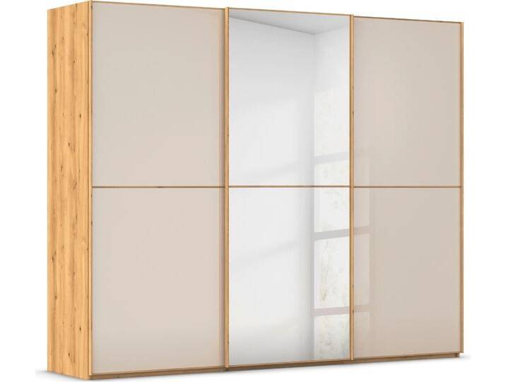 Schwebetürenschrank RAUCH Kleiderschrank Schrank Garderobe Schlafzimmerschrank SCALE-DUO , braun (asteiche, glas champagner, griffleisten asteiche), B:271cm H:223cm T:68cm, Holzwerkstoff, Schränke, edle zweigeteilte Türen Spiegel/Glas-Mix 3 Zierleisten MADE IN GERMANY von Rauch