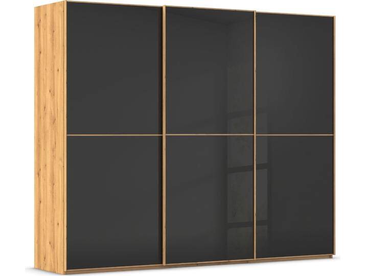 Schwebetürenschrank RAUCH Kleiderschrank Schrank Garderobe Schlafzimmerschrank SCALE-DUO , schwarz (asteiche, glas schwarz, griffleisten asteiche), B:271cm H:223cm T:68cm, Holzwerkstoff, Schränke, edle zweigeteilte Türen Glas-Front mit 3 Zierleisten MADE IN GERMANY von Rauch