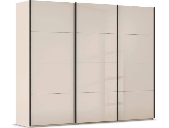 Schwebetürenschrank RAUCH Kleiderschrank Schrank Garderobe Schlafzimmerschrank SCALE-FYRA , beige (champagner, glas champagner, griffleisten schwarz), B:271cm H:223cm T:68cm, Holzwerkstoff, Schränke, edle viergeteilte Türen mit Glas-Front viele Farben MADE IN GERMANY von Rauch