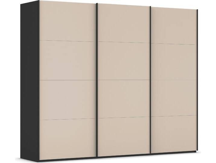 Schwebetürenschrank RAUCH Kleiderschrank Schrank Garderobe Schlafzimmerschrank SCALE-FYRA , beige (schwarz, glas champagner matt, griffleisten schwarz), B:271cm H:223cm T:68cm, Holzwerkstoff, Schränke, edle viergeteilte Türen mit Glas-Front viele Farben MADE IN GERMANY von Rauch