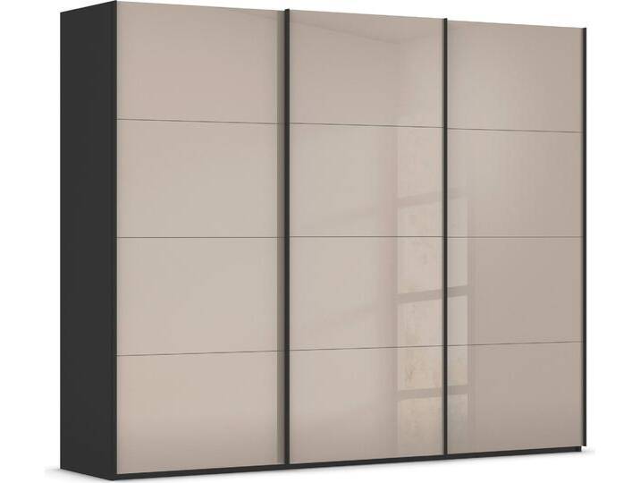 Schwebetürenschrank RAUCH Kleiderschrank Schrank Garderobe Schlafzimmerschrank SCALE-FYRA , beige (schwarz, glas fango, griffleisten schwarz), B:271cm H:223cm T:68cm, Holzwerkstoff, Schränke, edle viergeteilte Türen mit Glas-Front viele Farben MADE IN GERMANY von Rauch