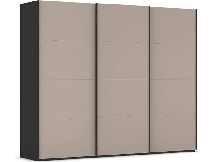 Schwebetürenschrank RAUCH Kleiderschrank Schrank Garderobe Schlafzimmerschrank SCALE-FYRA , beige (schwarz, glas fango matt, griffleisten schwarz), B:271cm H:223cm T:68cm, Holzwerkstoff, Schränke, edle viergeteilte Türen mit Glas-Front viele Farben MADE IN GERMANY von Rauch