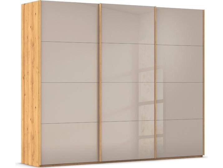 Schwebetürenschrank RAUCH Kleiderschrank Schrank Garderobe Schlafzimmerschrank SCALE-FYRA , braun (asteiche, glas fango, griffleisten asteiche), B:271cm H:223cm T:68cm, Holzwerkstoff, Schränke, edle viergeteilte Türen mit Glas-Front viele Farben MADE IN GERMANY von Rauch