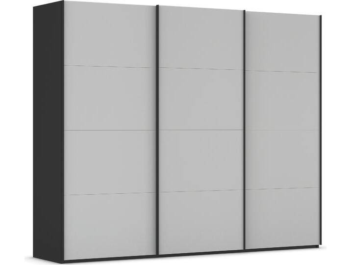 Schwebetürenschrank RAUCH Kleiderschrank Schrank Garderobe Schlafzimmerschrank SCALE-FYRA , grau (schwarz, glas seidengrau matt, griffleisten schwarz), B:271cm H:223cm T:68cm, Holzwerkstoff, Schränke, edle viergeteilte Türen mit Glas-Front viele Farben MADE IN GERMANY von Rauch