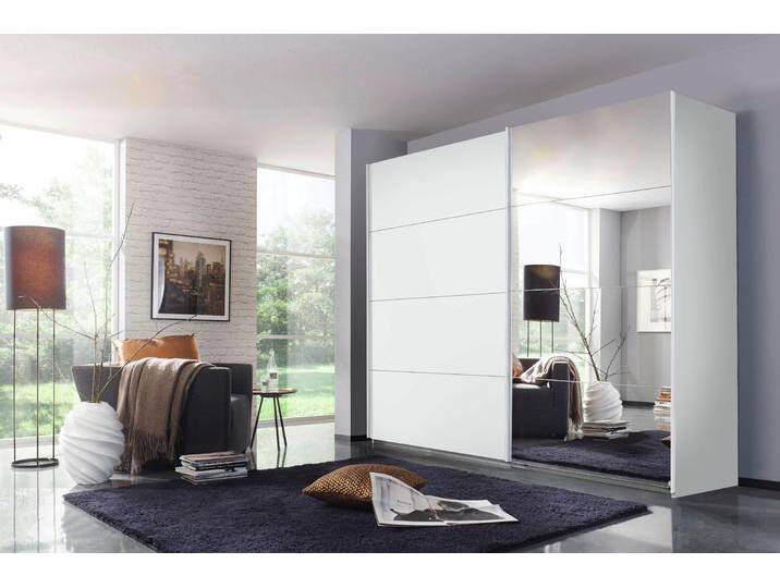 Schwebetürenschrank RAUCH Quadra , weiß (weiß, spiegel), B:226cm H:210cm T:62cm, Holzwerkstoff, Schränke, inkl. Schubkasteneinsatz und zusätzlichen Einlegeböden von Rauch