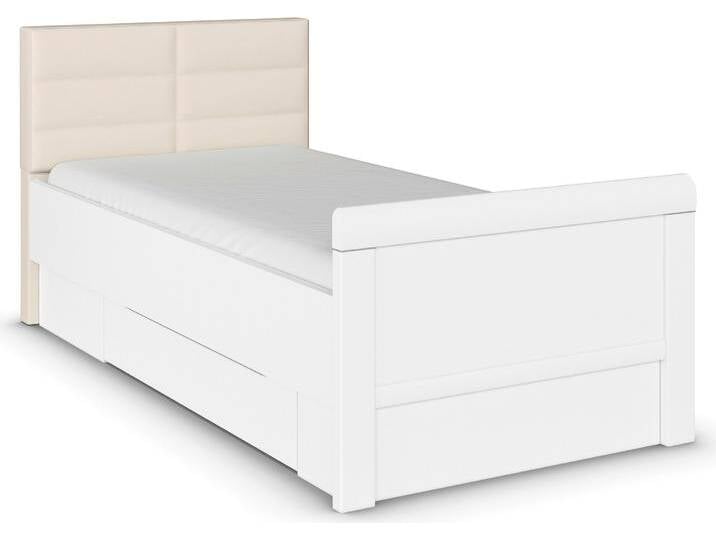 Stauraumbett RAUCH Bett Einzelbett Stollenbett Bettkästen EVELYN , weiß (alpinweiß), B:109cm H:100cm L:214cm, Betten, in Komforthöhe mit Polsterkopfteil sowie Schubladen MADE IN GERMANY von Rauch