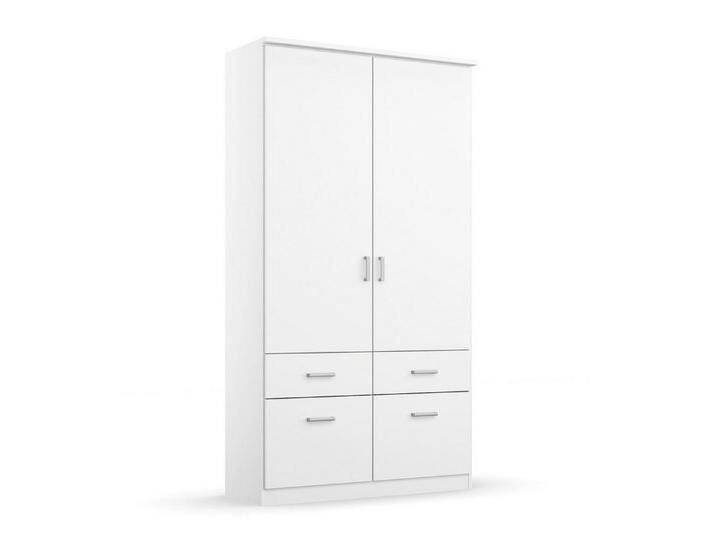 rauch Drehtürenschrank BREMEN, B 91 cm x H 199 cm, Alpinweiß, 2 Türen, 4 Schubladen, weiß von Rauch