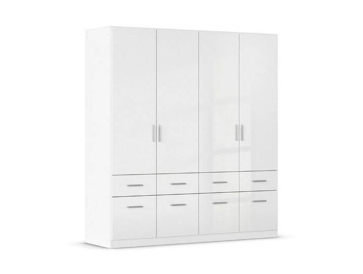 rauch Drehtürenschrank CELLE, B 181 cm x H 197 cm, Weiß matt, Weiß Hochglanz, 4 Türen, 8 Schubladen, weiß von Rauch