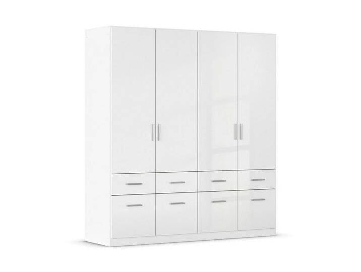 rauch Drehtürenschrank CELLE, B 181 cm x H 197 cm, Weiß matt, Weiß Hochglanz, 4 Türen, 8 Schubladen, weiß von Rauch