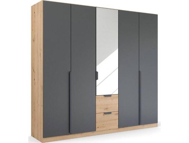 rauch Drehtürenschrank Dark&Wood by Quadra Spin im Industrial Style mit Schubkästen in Eiche Dekor, mit Spiegel, grau, Türen: 5 St. von Rauch