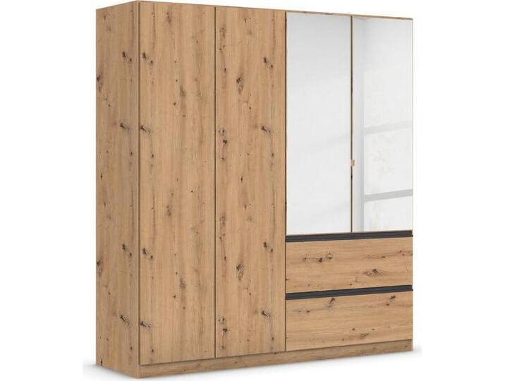 rauch Drehtürenschrank Kleiderschrank Schrank Garderobe Wäscheschrank COSTA in 3 Breiten mit Spiegel, grifflose Front und Push-to-Open Funktion MADE IN GERMANY, braun von Rauch