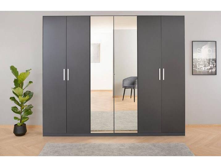 rauch Drehtürenschrank Koluna mit Spiegel, inkl. 2 Innenschubladen sowie extra Böden, grau, Türen: 6 St., Graumetallic von Rauch