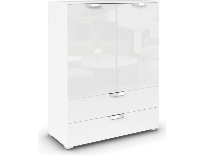 rauch Hochkommode Glamour by Aditio, mit Hochglanzfront, 2 Schubladen mit Softclose-Funktion, weiß, Alpinweiß/Hochglanz Weiß von Rauch
