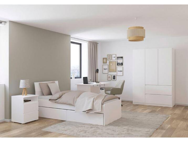 rauch Jugendzimmer-Set Komplettzimmer Schlafzimmer-Set (4-St) Jugendzimmer-Set JOEL, (Set, 4-tlg), Bett 2 Breiten, Nachttisch, Schreibtisch sowie Schrank MADE IN GERMANY von Rauch