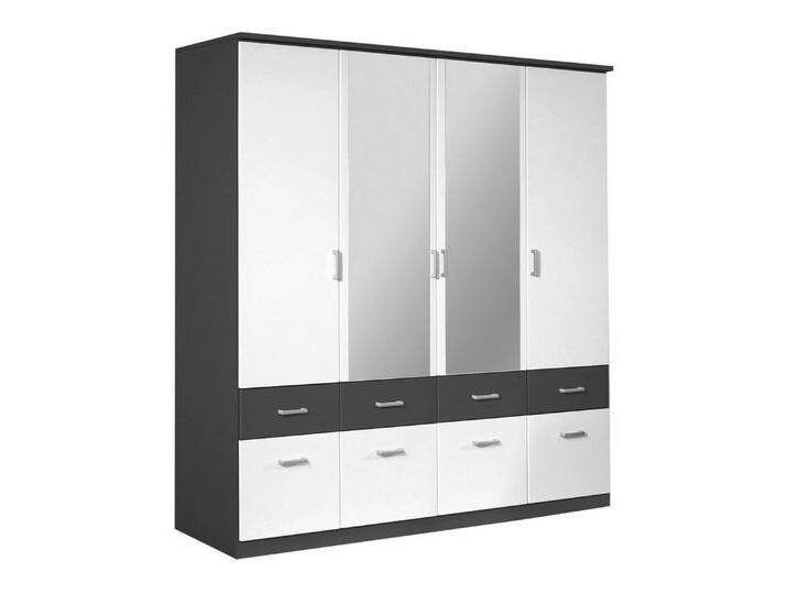 rauch Kleiderschrank BREMEN, grau, weiß, Breite 181 cm, Höhe 199 cm mit 2 Spiegeltüren, 2 Türen und 8 Schubladen, weiß von Rauch