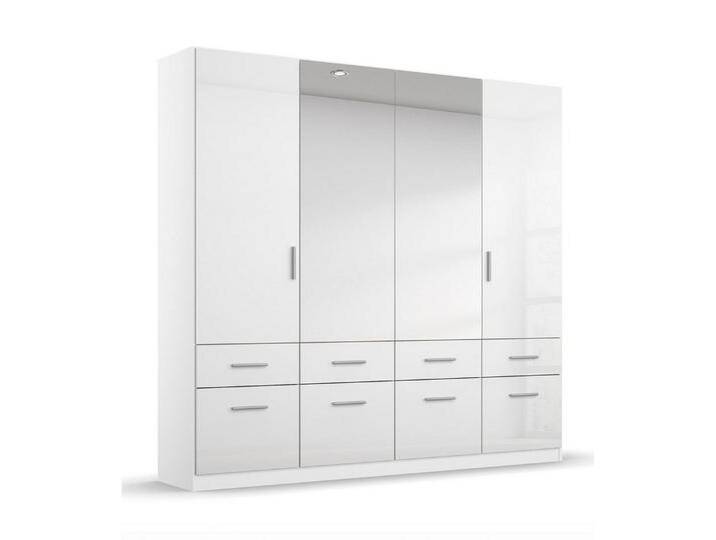 rauch Kleiderschrank CELLE, B 181 x T 54 cm, Alpinweiß matt, Weiß Hochglanz, mit 4 Türen, weiß von Rauch