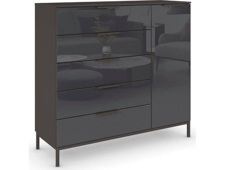 rauch Kombikommode Kommode Türkommode Sideboard Kombikommode FLIPP mit Glasfront (Breite 120 cm mit 2 Einlegeböden), 1-türig mit 5 Schubladen und Soft-Close-Funktion sowie Glasfront von Rauch