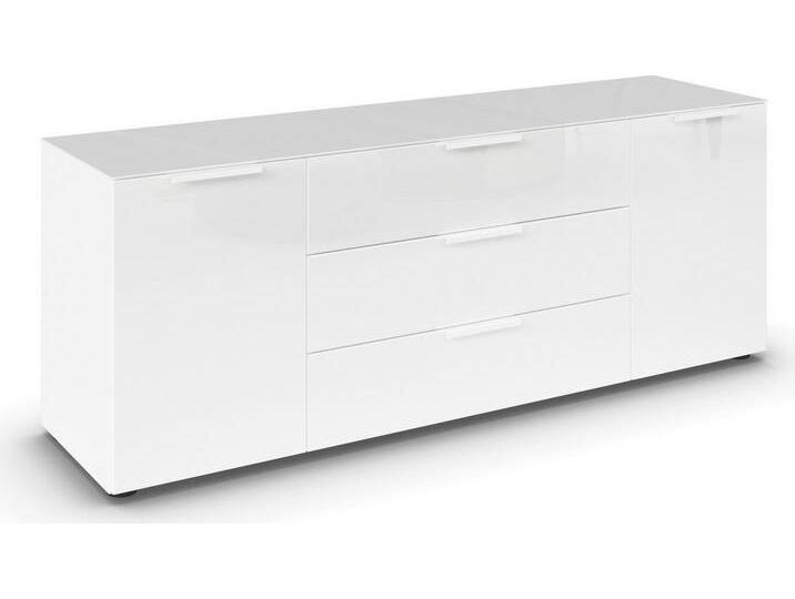 rauch Kombikommode Kommode Türkommode Sideboard Kombikommode FLIPP mit Glasfront (Breite 160 cm mit 2 Einlegeböden), 2-türig, 3 Schubladen, Soft-Close-Funktion, Oberboden und Front Glas von Rauch