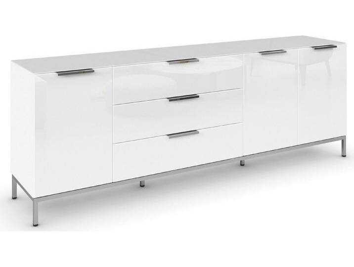 rauch Kombikommode Kommode Türkommode Sideboard Kombikommode FLIPP mit Glasfront (Breite 200 cm mit 2 Einlegeböden), 3-türig, 3 Schubladen, Soft-Close-Funktion, Oberboden und Front Glas von Rauch