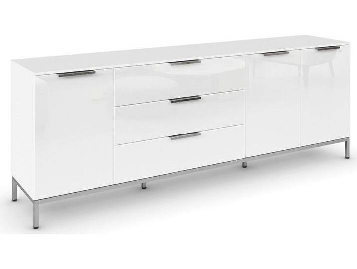 rauch Kombikommode Kommode Türkommode Sideboard Kombikommode FLIPP mit Glasfront (Breite 200 cm mit 2 Einlegeböden), 3-türig mit 3 Schubladen und Soft-Close-Funktion sowie Glasfront von Rauch