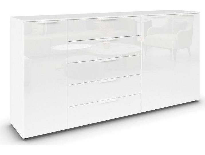 rauch Kombikommode Kommode Türkommode Sideboard Kombikommode FLIPP mit Glasfront (Breite 200 cm mit 4 Einlegeböden), 3-türig mit 5 Schubladen und Soft-Close-Funktion sowie Glasfront von Rauch