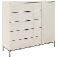 rauch Kombikommode "Kommode Türkommode Sideboard Kombikommode FLIPP mit Glasfront", (Breite 120 cm mit 2 Einlegeböden), 1-türig mit 5 Schubladen und Soft-Close-Funktion sowie Glasfront von Rauch