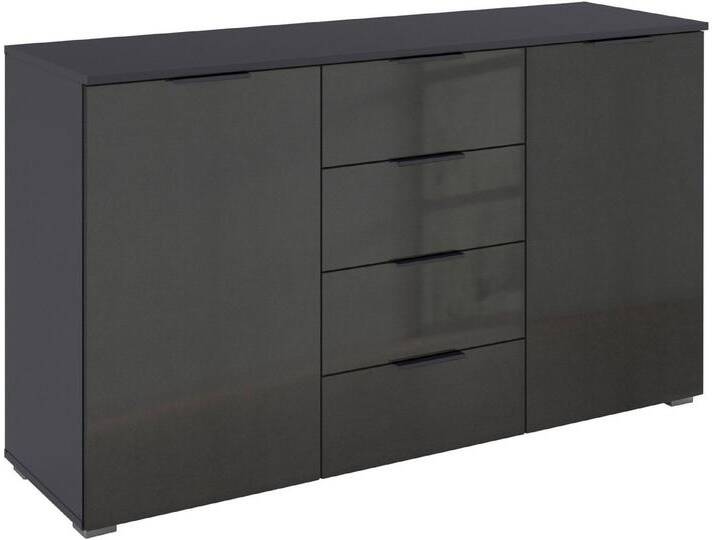 rauch Kombikommode Sideboard Schubladenkommode AGORDO mit Dekor- oder Hochglanzfront (in zwei Griff-Farben, Breite 120 cm), vier große Schubladen, mit insgesamt 4 Einlegeböden MADE IN GERMANY, grau von Rauch
