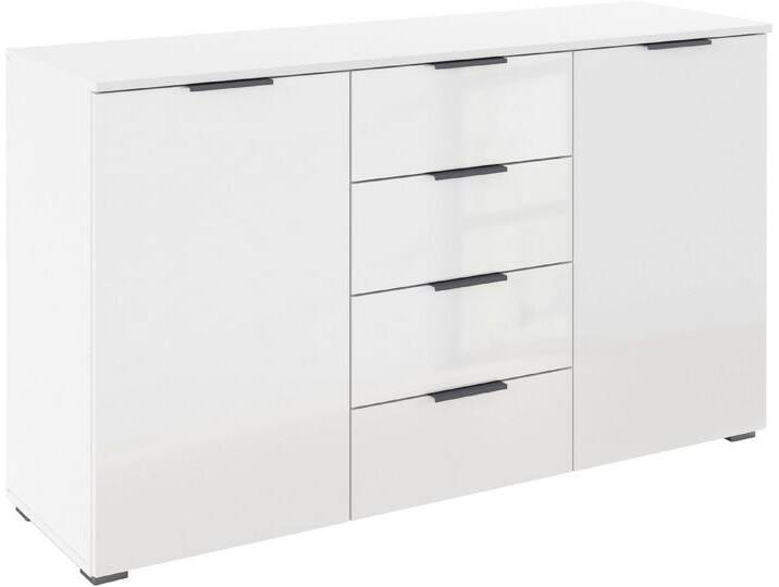 rauch Kombikommode Sideboard Schubladenkommode AGORDO mit Dekor- oder Hochglanzfront (in zwei Griff-Farben, Breite 120 cm), vier große Schubladen, mit insgesamt 4 Einlegeböden MADE IN GERMANY, weiß von Rauch