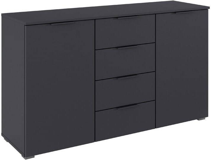 rauch Kombikommode Sideboard Schubladenkommode AGORDO mit Dekor- oder Hochglanzfront (in zwei Griff-Farben, Breite 120 cm), vier große Schubladen, mit insgesamt 4 Einlegeböden MADE IN GERMANY, grau von Rauch