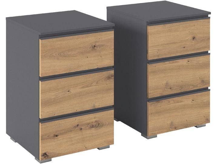 rauch Nachtkommode Joel (Breite 40 cm), jeweils drei praktische und geräumige Schubladen MADE IN GERMANY, grau, Graumetallic/Eiche Artisan von Rauch