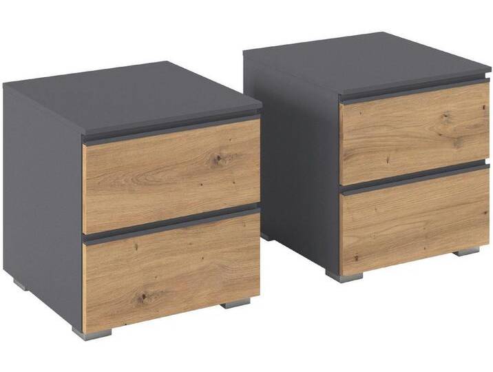 rauch Nachtkommode Joel (Breite 40 cm), jeweils zwei praktische und geräumige Schubladen MADE IN GERMANY, grau, Graumetallic/Eiche Artisan von Rauch