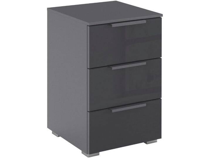 rauch Nachtkommode Nachttisch Nachtkonsole Nachtschrank KOLUNA mit Glasfront (Breite 40 cm), mit 3 geräumigen Schubladen für viel Stauraum MADE IN GERMANY, grau von Rauch