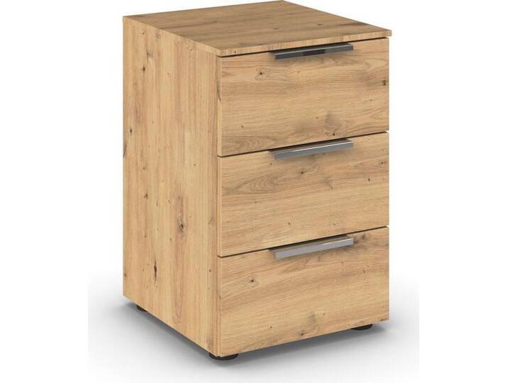 rauch Nachtkommode Nachttisch Nachtschrank Nachtkonsole FLIPP (Breite 40 cm), mit 3 Schubladen und Soft-Close-Funktion, braun, Eiche Artisan von Rauch