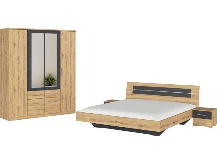 rauch Schlafzimmer-Set Komplettschlafzimmer Schlafzimmer BURANO mit Schrank in 3 Breiten, (Set, 4-tlg), Bett 180x200 cm und 2 Nachttischen MADE IN GERMANY, braun grau von Rauch