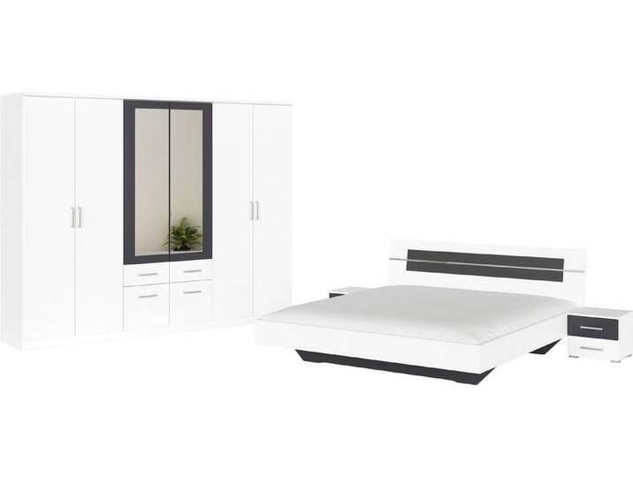 rauch Schlafzimmer-Set Komplettschlafzimmer Schlafzimmer BURANO mit Schrank in 3 Breiten, (Set, 4-tlg), Bett 180x200 cm und 2 Nachttischen MADE IN GERMANY, grau weiß von Rauch