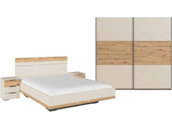 rauch Schlafzimmer-Set Komplettschlafzimmer Schlafzimmer Schlafzimmermöbel SAJO, (Set, 4-tlg., Set: Kleiderschrank mit/ohne Spiegel, Bett in 2 Breiten, 2 Nachttische), beige von Rauch