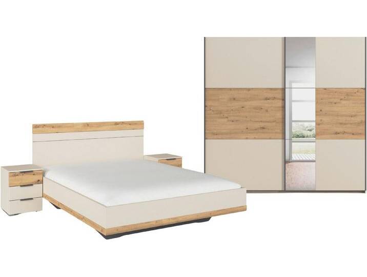 rauch Schlafzimmer-Set Komplettschlafzimmer Schlafzimmer Schlafzimmermöbel SAJO, (Set, 4-tlg., Set: Kleiderschrank mit/ohne Spiegel, Bett in 2 Breiten, 2 Nachttische), beige von Rauch