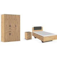 rauch Schlafzimmer-Set "Maika", (Set, 3 St.), Schrank in 3 Breiten und 2 Höhen, Bett 100x200 cm und Nachttisch von Rauch