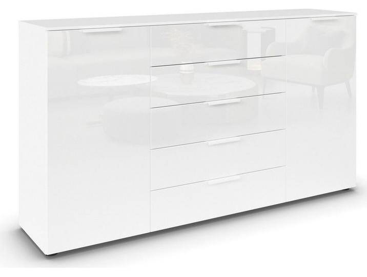 rauch Schubkastenkommode Kommode Türkommode Sideboard Kombikommode FLIPP mit Glasfront (Breite 160/180 cm mit 4 Einlegeböden), 2-trg mit 5 Schubladen und Soft-Close, 2 Breiten MADE IN GERMANY von Rauch