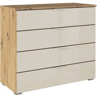 rauch Schubkastenkommode "Sideboard Schubladenkommode Schubladenkommode AGORDO mit Glasfront" in zwei Griff-Farben, Breite 80 cm, vier große und geräumige Schubladen mit viel Stauraum MADE IN GERMANY von Rauch