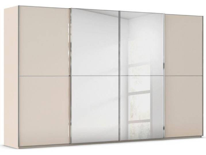 rauch Schwebetürenschrank Kleiderschrank Schrank Garderobe Schlafzimmerschrank SCALE-DUO edle zweigeteilte Türen Spiegel/Glas-Mix 3 Zierleisten MADE IN GERMANY, beige, Türen: 4 St. von Rauch