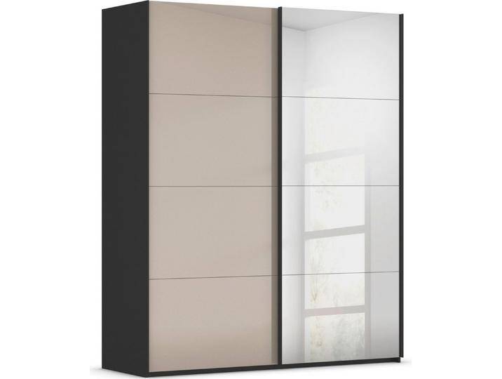 rauch Schwebetürenschrank Kleiderschrank Schrank Garderobe Schlafzimmerschrank SCALE-FYRA edle viergeteilte Türen Spiegel/Glas-Mix viele Farben MADE IN GERMANY, schwarz, Türen: 2 St. von Rauch