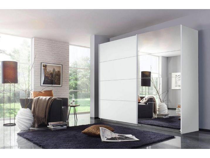 rauch Schwebetürenschrank Quadra inkl. Schubkasteneinsatz und zusätzlichen Einlegeböden, weiß, weiß/Spiegel von Rauch