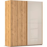 rauch Schwebetürenschrank "Kleiderschrank Schrank Garderobe Schlafzimmerschrank SCALE-WOOD", edle geteilte Front in massiver Asteiche mit Glastüren MADE IN GERMANY von Rauch