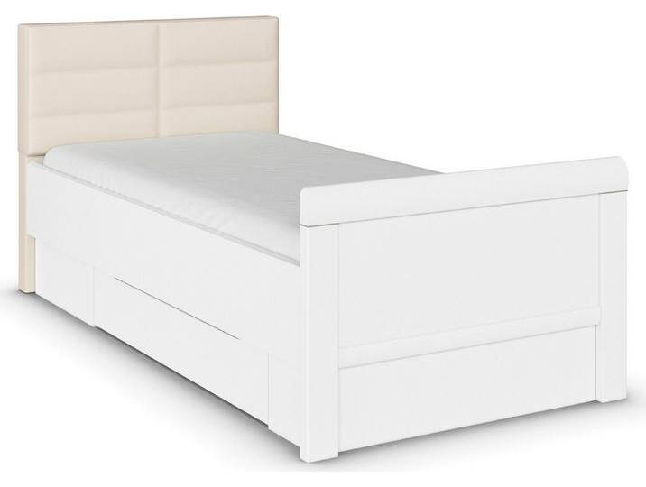 rauch Stauraumbett Bett Einzelbett Stollenbett Bettkästen EVELYN, in Komforthöhe mit Polsterkopfteil sowie Schubladen MADE IN GERMANY, weiß, Alpinweiß von Rauch