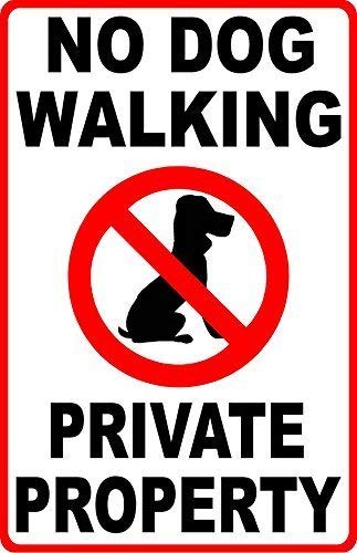 Raul Moody Blechschild Vintage Metallschild No Dog Walking Private Property Sign Pick Up After Dogs Schild Aluminiumschild 30 x 19,8 cm von Raul Moody